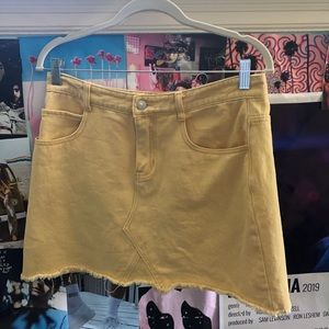 Princess Polly yellow jean skirt